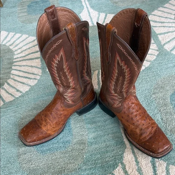 Ariat Brown Ostrich Leather Cowboy Boots